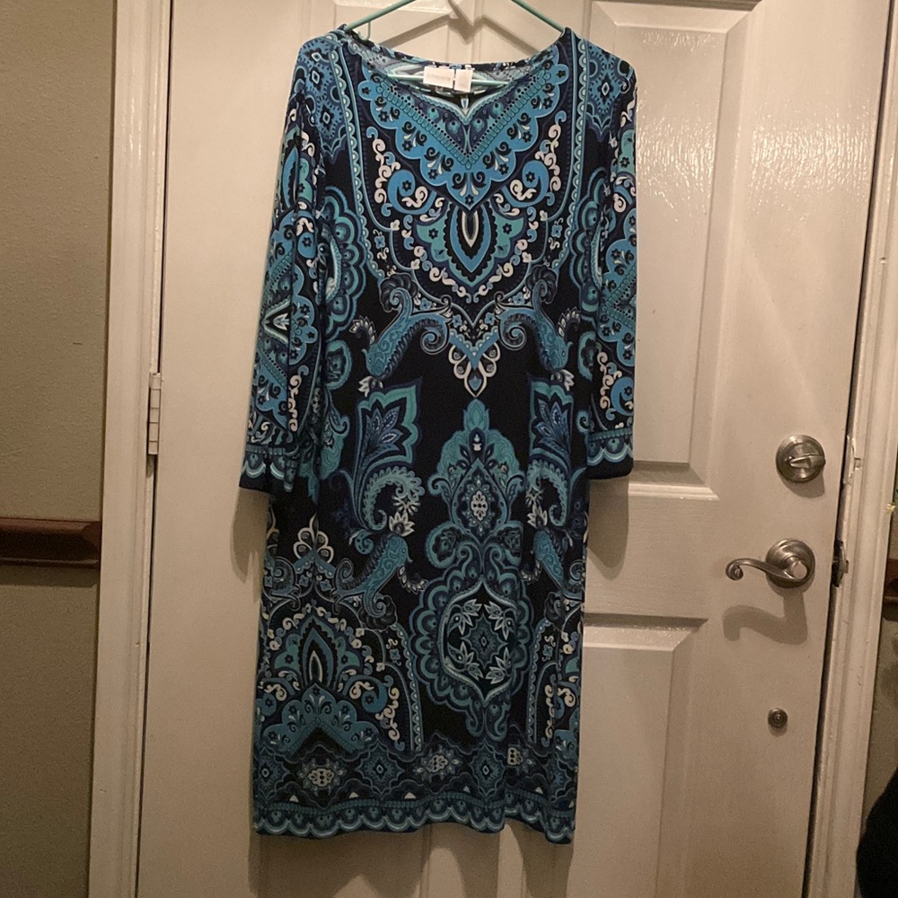 Chico's Blue and Black Long Sleeve Dress